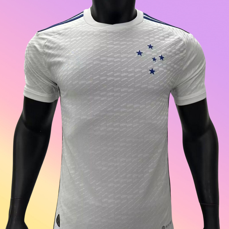 23–24 Weißes Cruzeiro-Auswärtsspieler-Fußballtrikot, kurzärmeliges Oberteil, Trainingsuniform 1_voghion.com