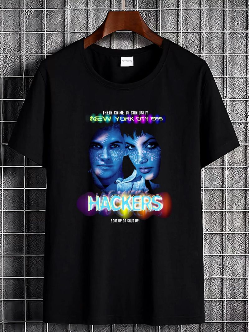 Maglietta da uomo unisex con grafica, motivo Hackers New York City 1995, morbida, comoda, estiva, casual, versatile, da indossare tutti i giorni, traspirante_voghion.com
