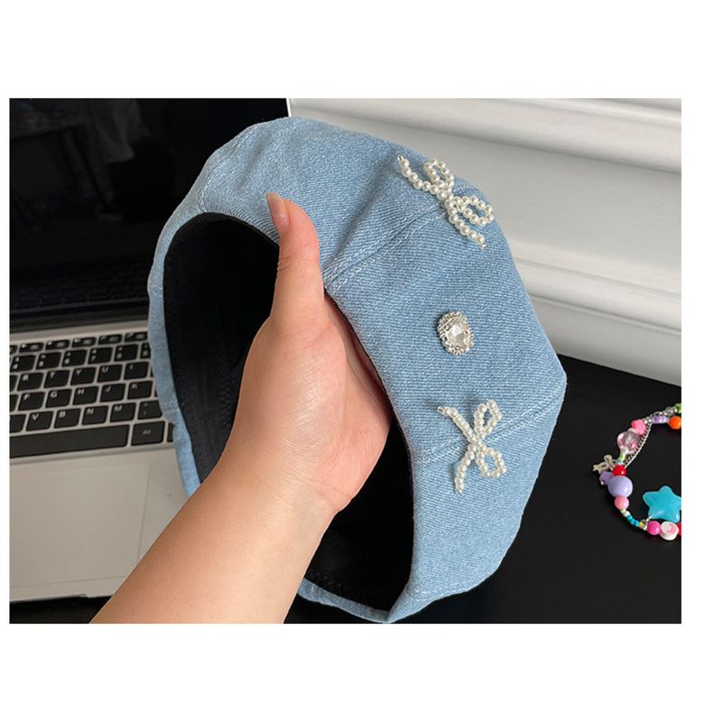 berretto da cowboy con fiocco, dolce, fresco, caldo, ragazza, cento, tipo di viso, mostra piccole nuvole, berretto da donna_voghion.com