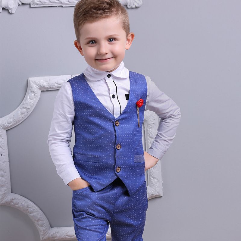 Costume gilet et pantalon en coton pour hommes, beau et à la mode, ensemble trois pièces pour vêtements de performance à la maternelle, nouvelle collection_voghion.com