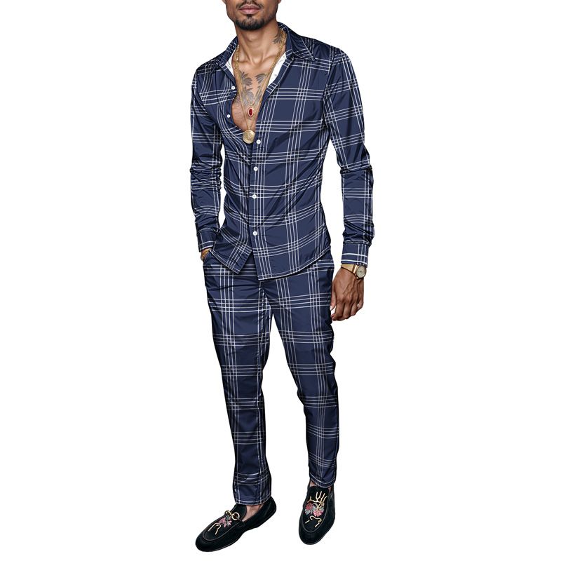 2025 Spring Summer Men Shirt Set Brand Print Fashion Simple Two Piece Set Mens Luxury Lightweight Party Long Sleeves Suit_voghion.com