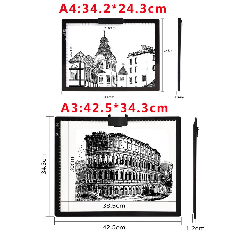 Rechargeable A4/A3 Pad Wireless Battery Powered Box Light Pad For Tracing Dia Painting, Sketching X-ray_voghion.com