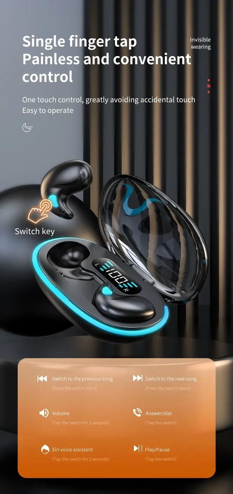 X55 Wireless Headphones Ear Hooks Bluetooth Earphones Bass Noise Reduction Earbuds HiFi Stereo Headsets_voghion.com