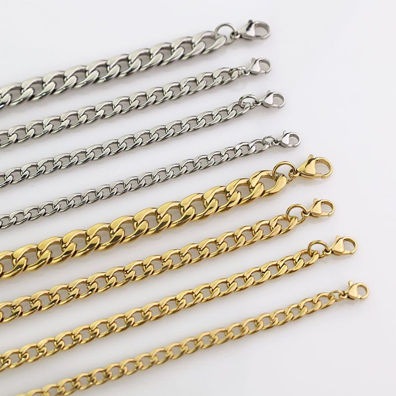Collana hip-hop con catena cubana in acciaio inossidabile, alla moda, resistente allo sbiadimento, per uomo e donna._voghion.com