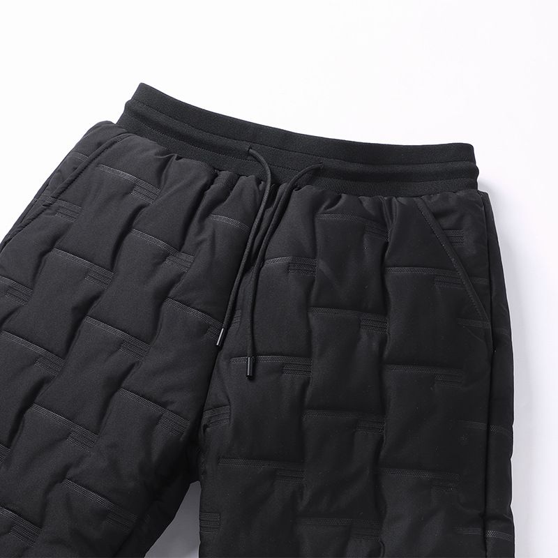 "Men's Fleece-Lined Winter Pants – Thickened Polyester Thermal Joggers With Elastic Waist (Black, M-5XL)"_voghion.com