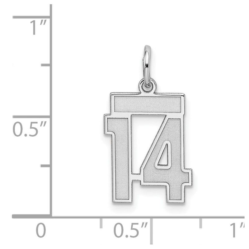 Sterling Silver/Rhodium-plated Satin Number 14 Charm_voghion.com