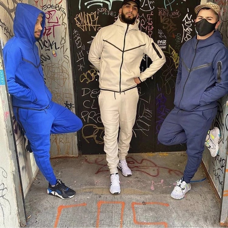 2024 roupas esportivas casuais da moda masculinas podem ser personalizadas com conjunto de calças e jaqueta de cardigã com capuz primavera e outono_voghion.com