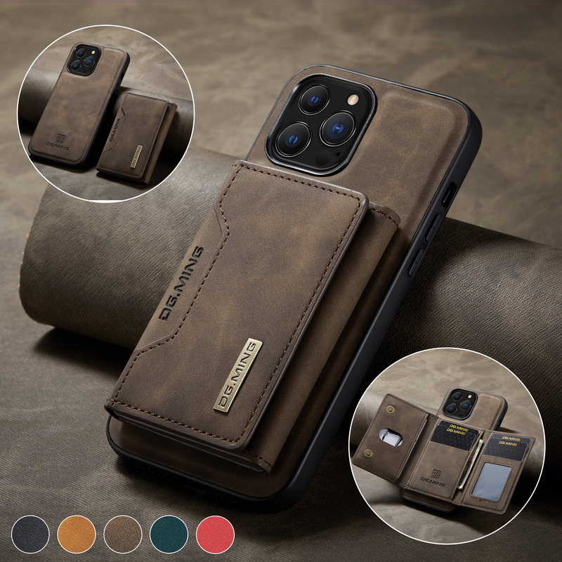 Cover posteriore staccabile 2 in 1 per iPhone 14 13 12 11 Pro Max Mini X XS 7 8 Plus Custodia a portafoglio con porta carte Tasca in pelle_voghion.com