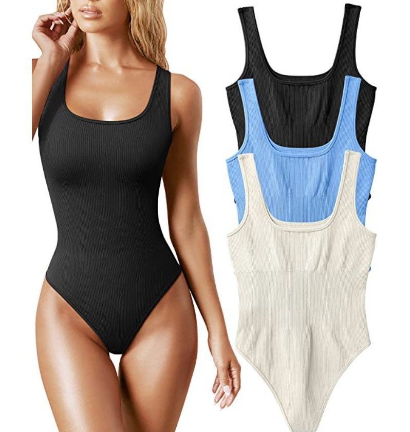 Stile Estate 2025 Tuta attillata tinta unita con scollo a U e senza maniche da donna_voghion.com