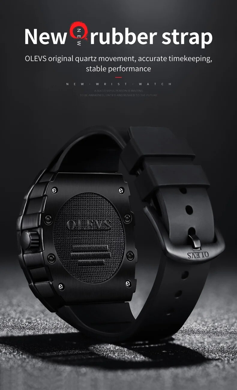 Herrklockor Toppmärke Original Quartz Armbandsur Mode fatformad urtavla Vattentät, självlysande gummibandsur_voghion.com
