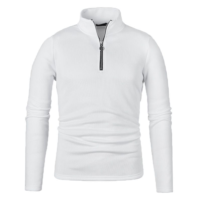 Winter Men's Hoodie With A Front Zipper Design, A Solid-Color High-Neck Base Layer Jacket For Men_voghion.com