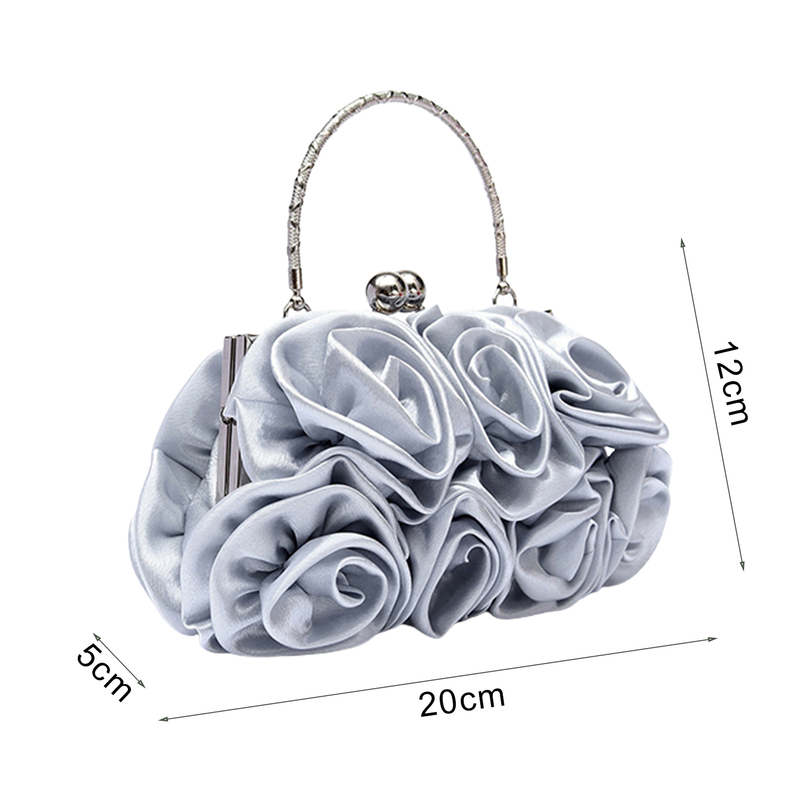 Kjiuyou Borsa a mano in seta con motivo a rose e fiori da donna, pochette da sposa per matrimoni, serate e feste_voghion.com
