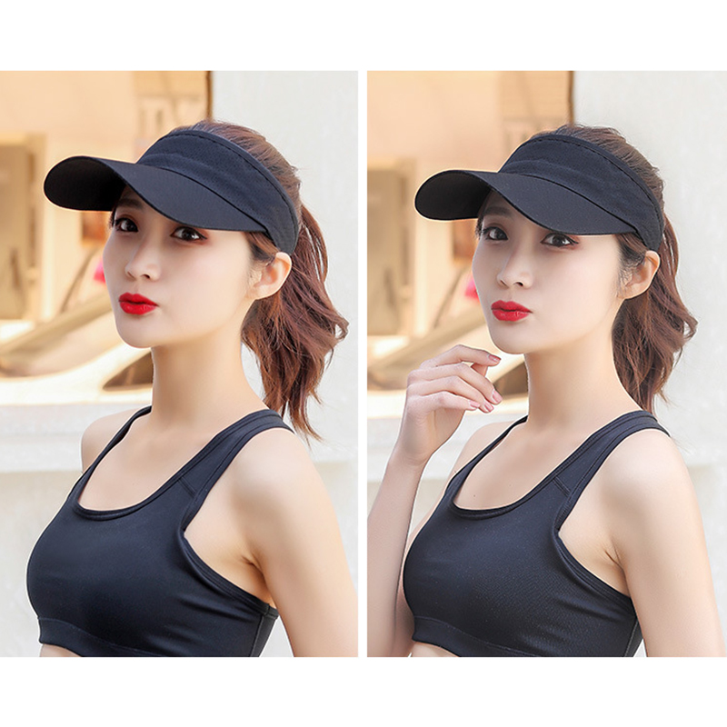 Summer Breathable Sun Hats Men Women Adjustable Visor UV Protection Empty Top Hat Solid Sports Tennis Golf Running_voghion.com