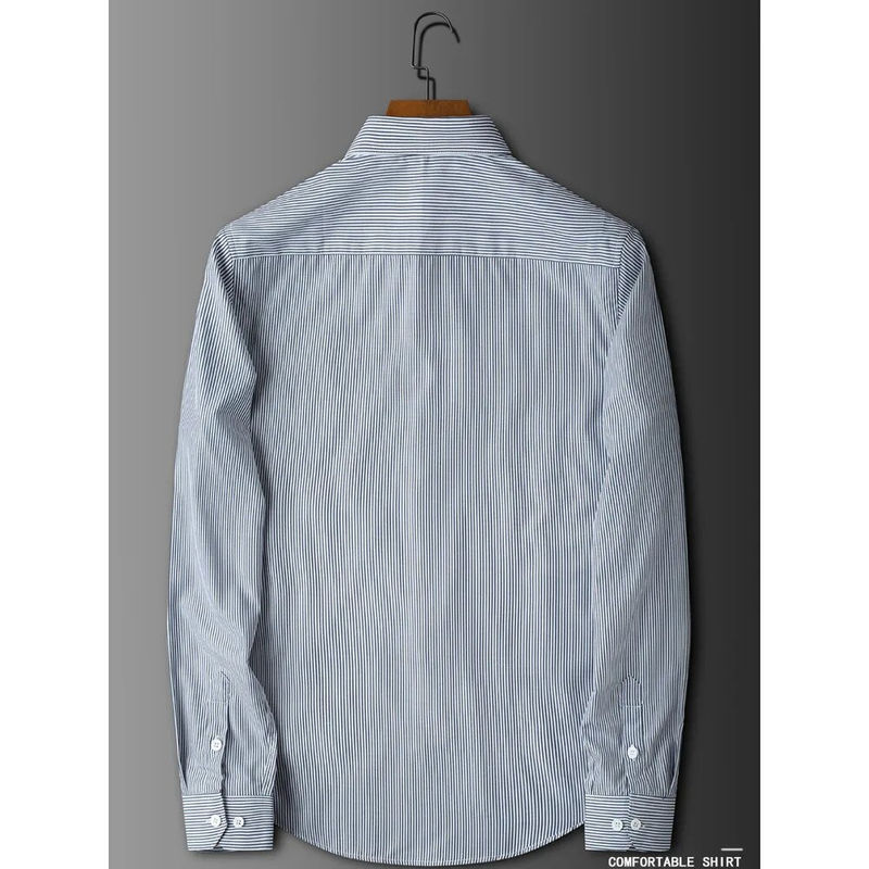 2022. aasta kevad- ja sügismoe uued kitsa lõikega triibulised triikimist mittevajavad pikkade varrukatega meeste särgid_voghion.com