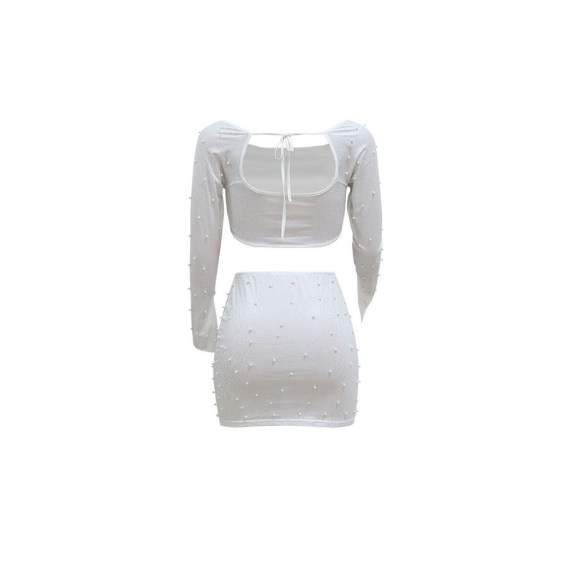 CY900335 Set due pezzi di moda europea e americana, top corto sexy monospalla a maniche lunghe e gonna a fessura_voghion.com