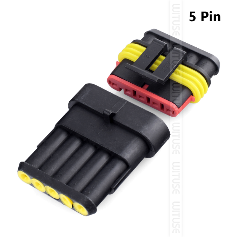 5pcs/lot 1/2/3/4/5/6 Pins Way AMP Super Seal IP68 Waterproof Electrical Wire Connector Plug For Car Waterproof Connector_voghion.com