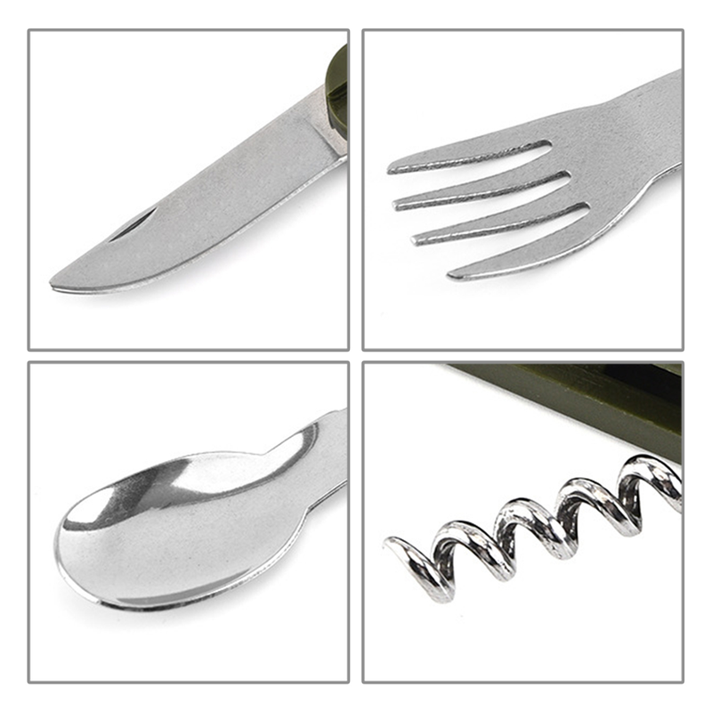 3 stuks/set opvouwbare draagbare multifunctionele anti-roest corrosiebestendige flesopener servies roestvrij staal vork lepel snijder kamperen picknick_voghion.com