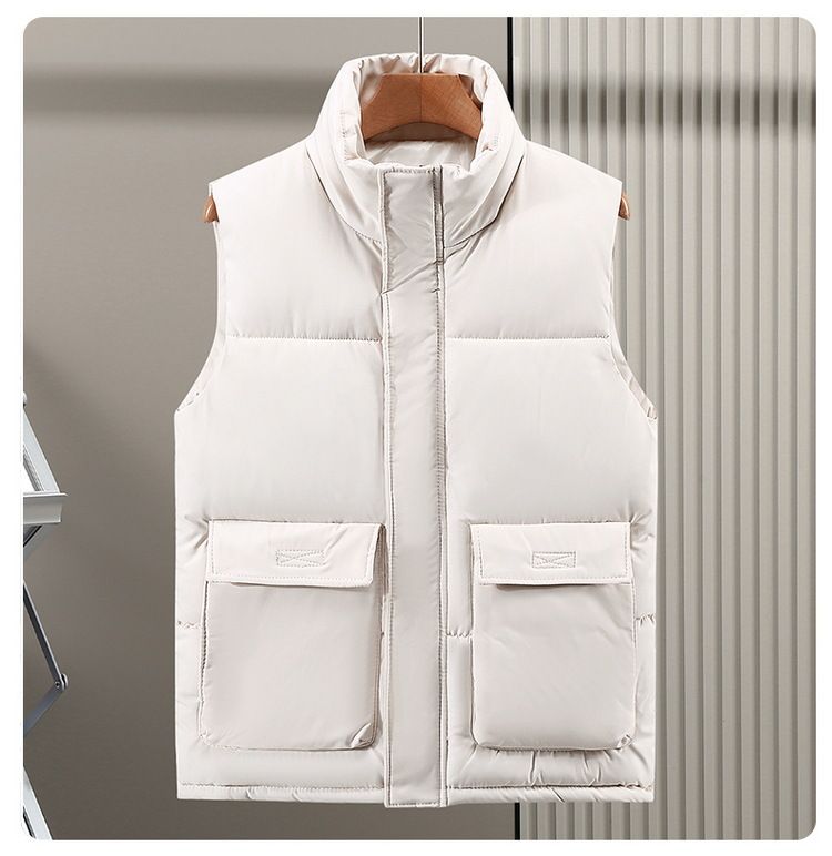 Leichte Steppweste für Herren mit Stehkragen, warme, wattierte, ärmellose Winterjacke für die Freizeit (Schwarz/Rot/Beige/Blau, Größen M-5XL)_voghion.com