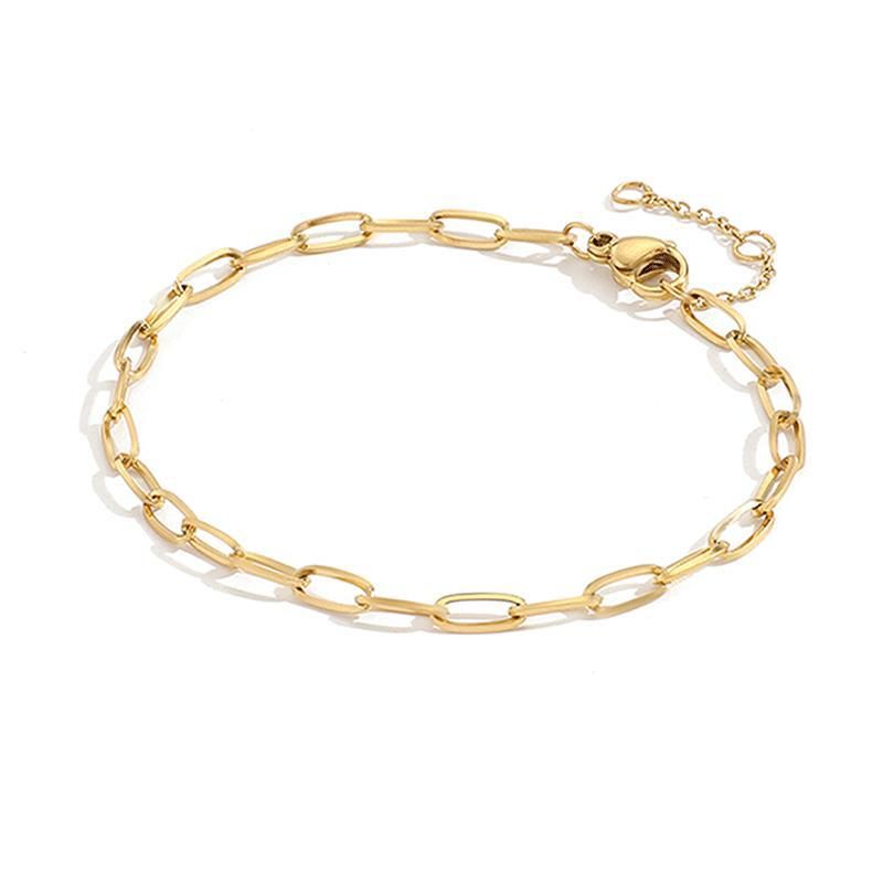 Bracciale rigido semplice da donna St.delan con catena placcata in oro e gioielli in acciaio inossidabile_voghion.com