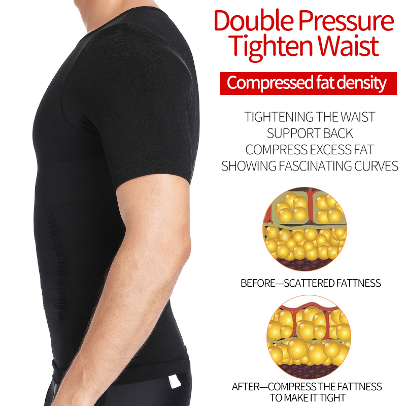 Shaper-compressieshirts voor heren Taille verminderen ondergoed Bodyshaper COMFREE Tummy Control Fiess bodysuit tanktops_voghion.com