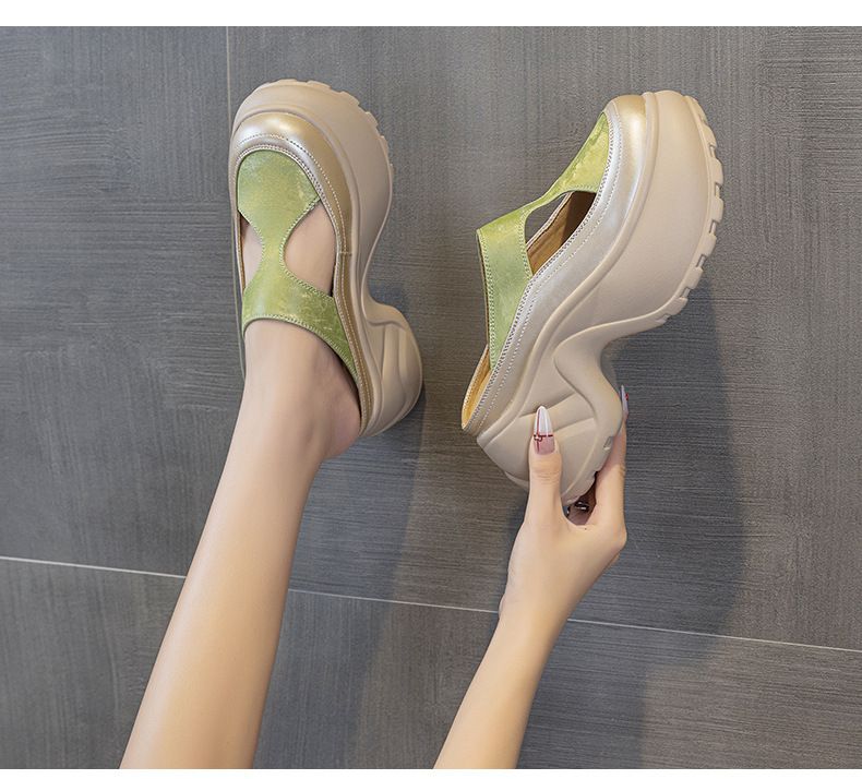 Small Thick-soled Bag Head Slippers Female One Pedal Lazy Wear Casual Versatile Cool Slippers_voghion.com