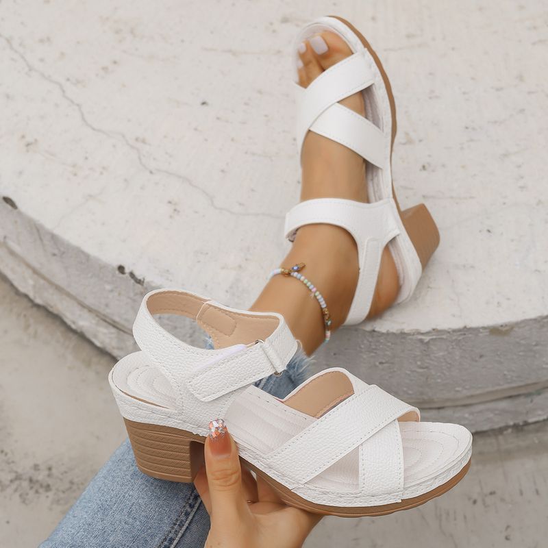 High Heeled Women's Sandals Summer New Open Toe Casual Retro Fish Mouth Sandals_voghion.com