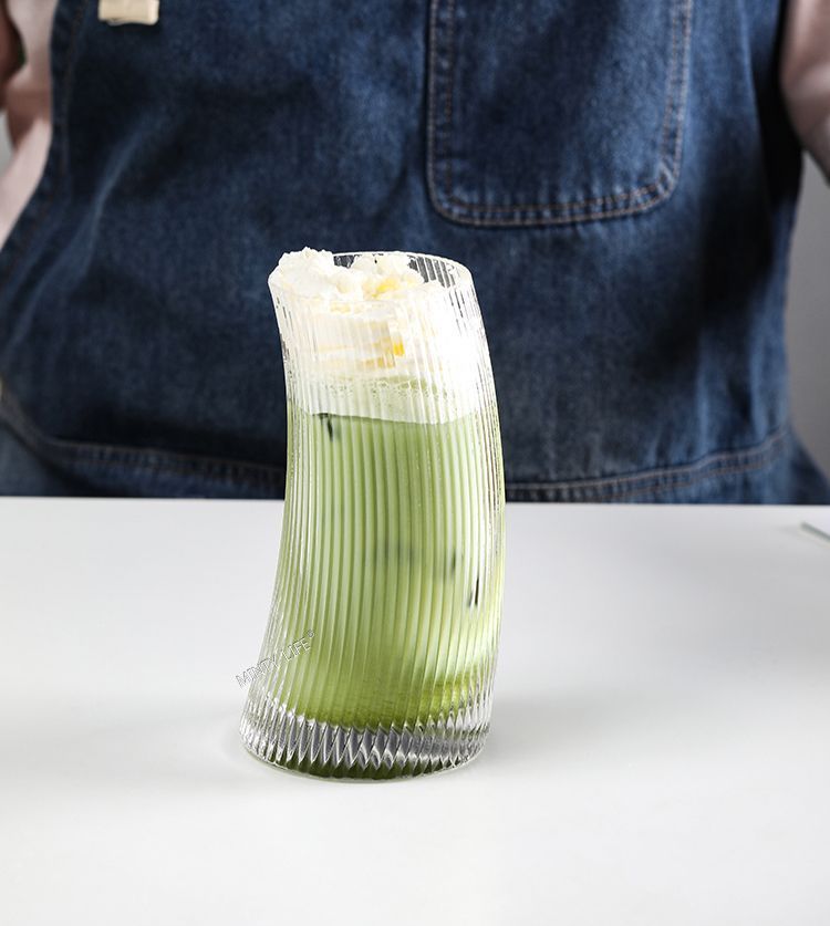Tazza da caffè in vetro per cocktail, bevanda, tè, succo e vela a righe, INS Creative Crescent_voghion.com