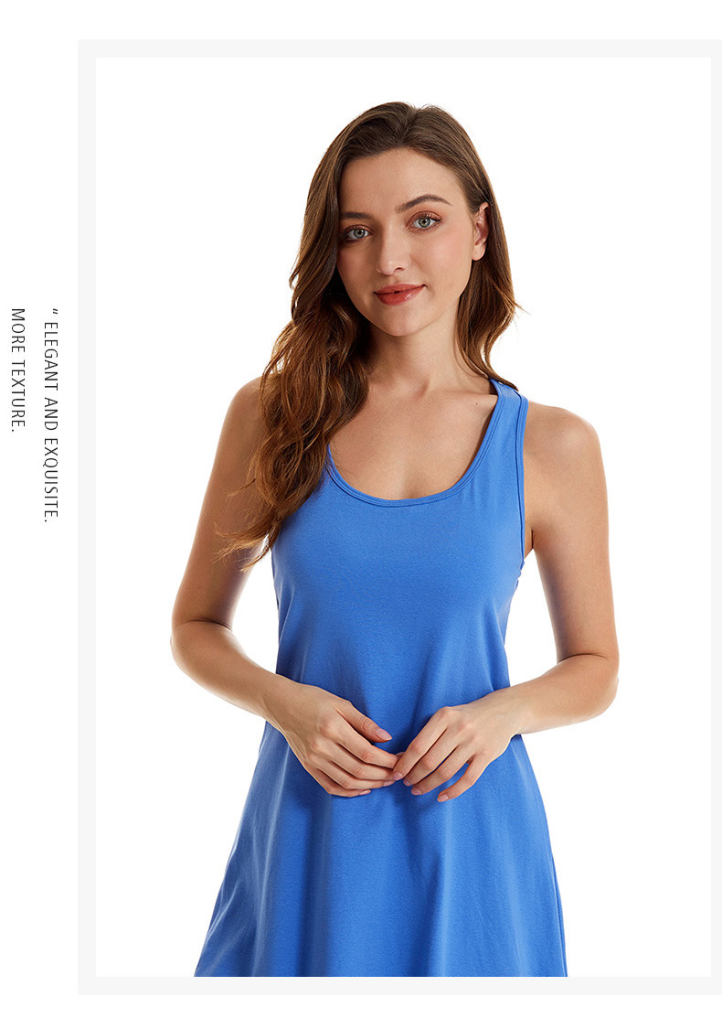 Chic And Comfortable: New Pull Frame Elastic Large Size Women’s Pure Cotton Nightgown - Vest Skirt Style, Versatile Home & Outdoor Wear_voghion.com