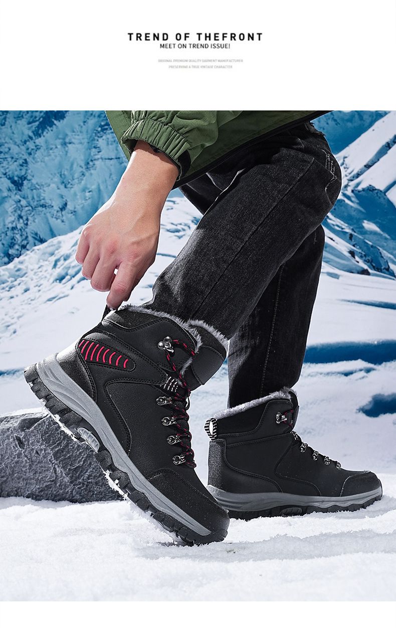 Chaussures décontractées pour homme, bottes de neige thermiques d'hiver avec doublure polaire, semelle en caoutchouc antidérapante, chaussures de randonnée montantes pour temps extrêmement froid._voghion.com