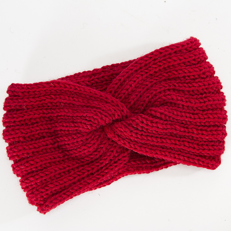 Accessori per capelli in maglia autunnale e invernale con fasce incrociate, fasce sportive da donna in lana elastica calda_voghion.com