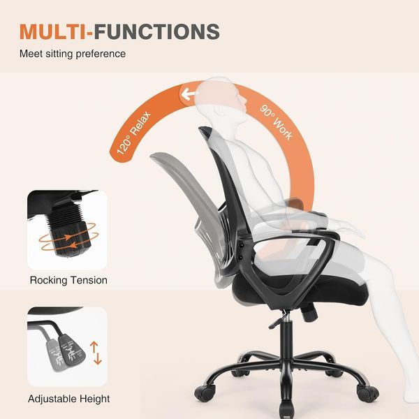 Home Office Computer Desk Chair, Managerial Executive Ergonomic Mid-Back Mesh Rolling Swivel Chair With Wheels, Comfortable Lumbar Support, Comfy Ar_voghion.com