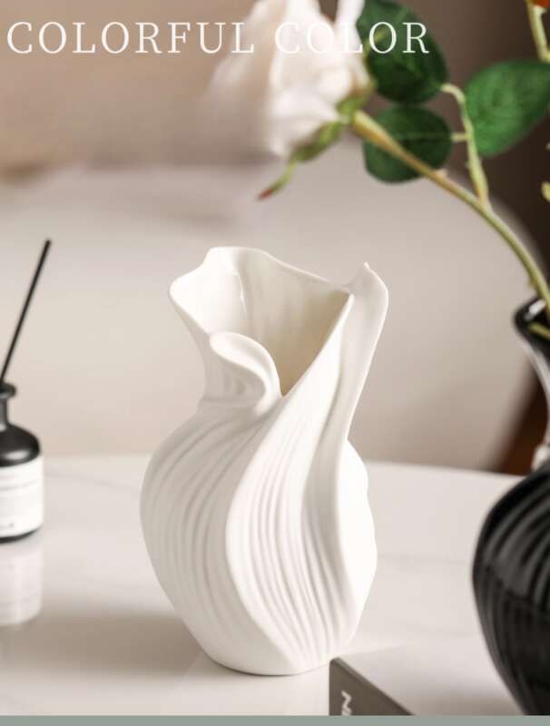 Nordic Creative Ceramic Vase Rotating Aesthetic Ornament Advanced Living Room Entrance Desktop Dining Table Dried Flower_voghion.com