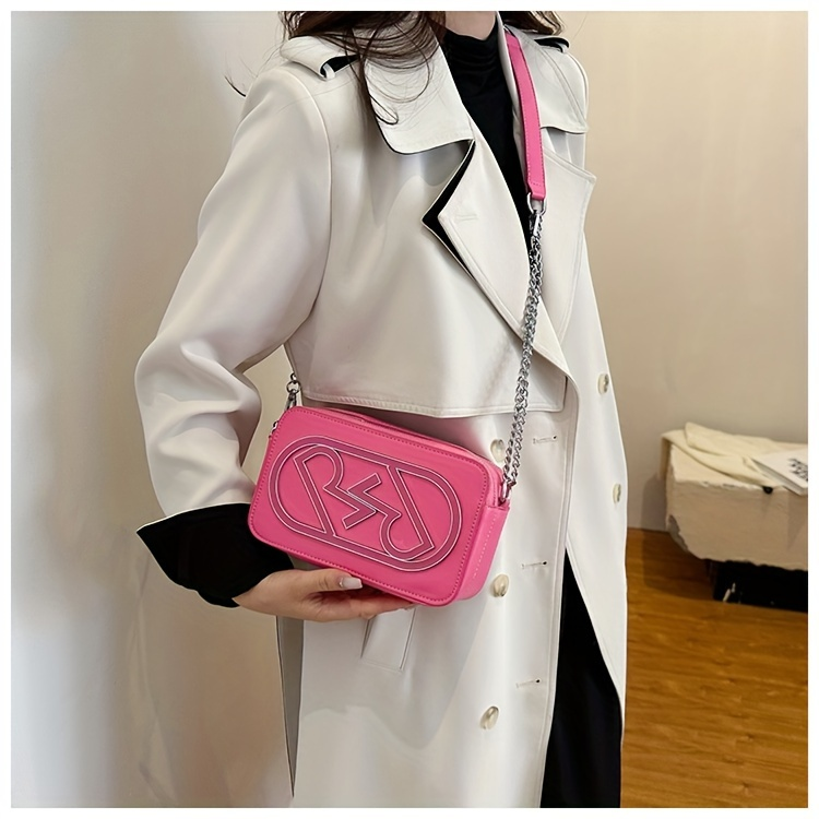 Niche Design Crossbody Trendy Camera Shoulder Bag, Letter Decor Square Bag & Purse_voghion.com