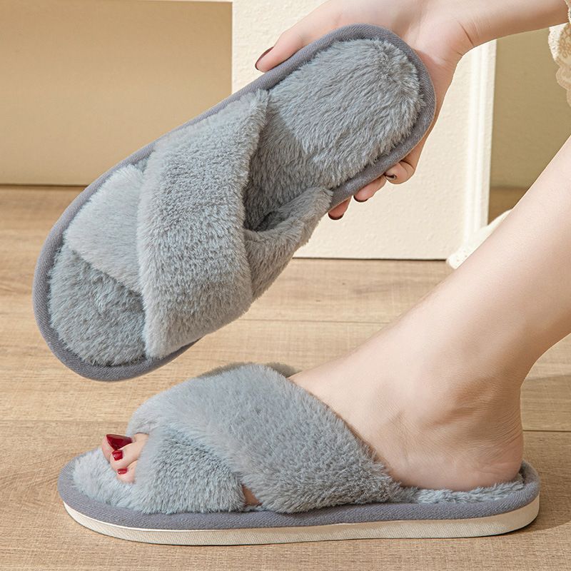 Unbeatable Quality New Autumn And Winter Cotton Slippers For Couples, Indoor Women's Home Warmth, Plush Confinement Shoes, Floor Quiet,_voghion.com
