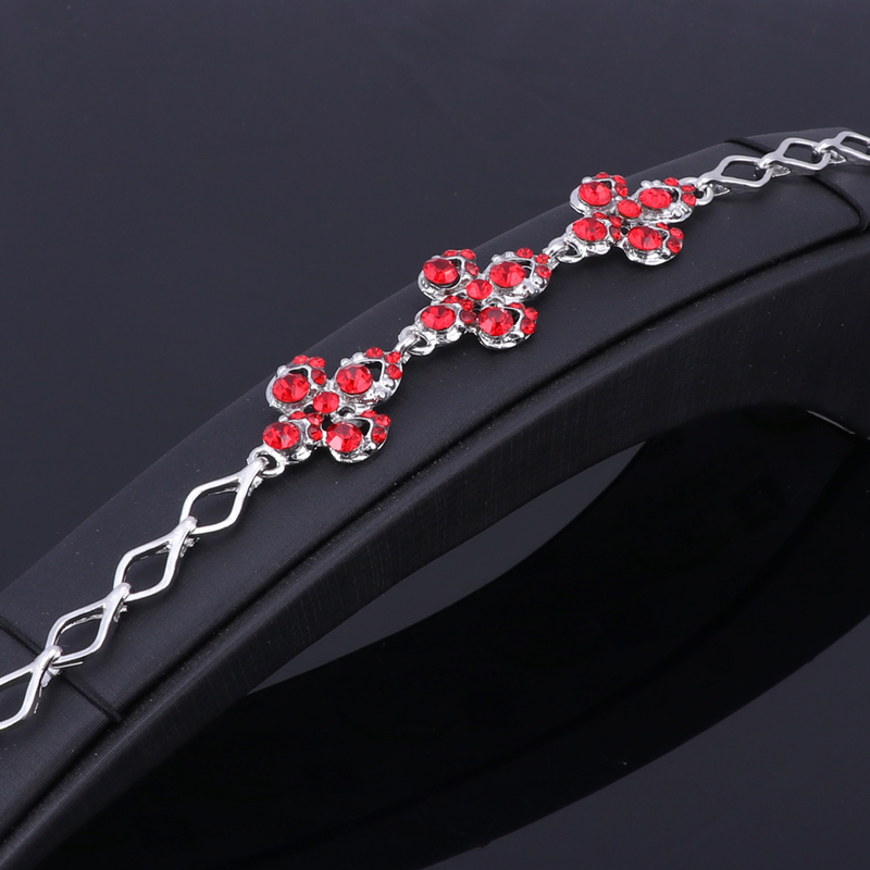 Trendy Design Kāzu Red Rhinestone zelta krāsu rotaslietas komplekti Auskari Aproces Kaklarota Gredzeni Sievietēm_voghion.com