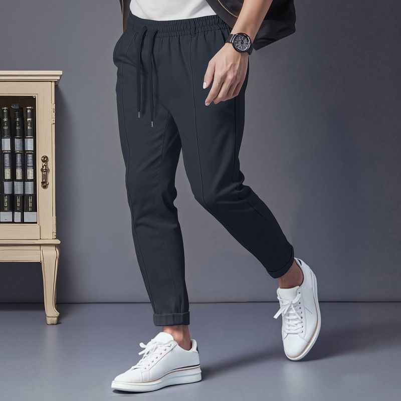Spring And Autumn American Style Solid Color Casual Simple Plus Size Men's Business Slim Fit Tapered Pants_voghion.com