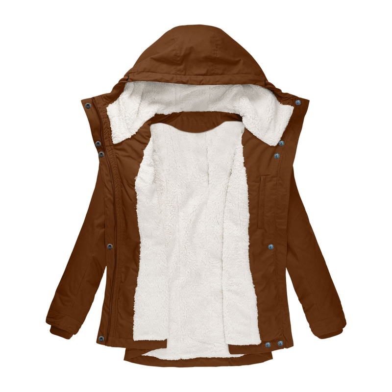 Women's fashion plus fleece thick hooded coat warm mid-length women's quilted jacket_voghion.com