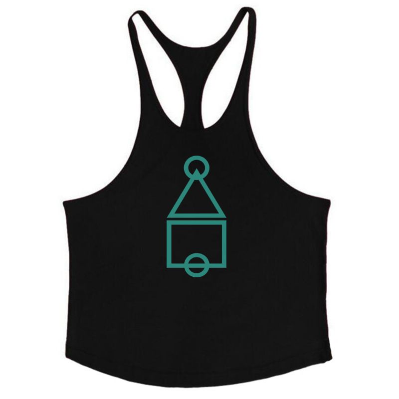 Sommarmuskelträning Brother Fitness Linne för män Elastisk Racerback-rem i ren bomull_voghion.com