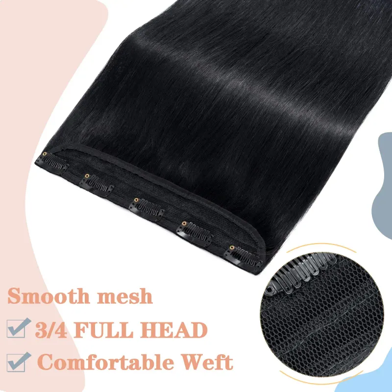 5 κλιπ σε επεκτάσεις μαλλιών Βραζιλιάνικα ανθρώπινα μαλλιά Remy μακριά ίσια χτένισμα φυσικό τσιπ 12-26_voghion.com