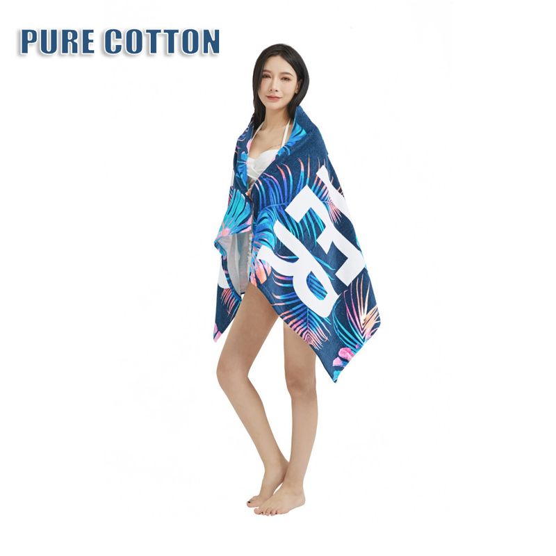 Bath Towels Printing Cut Terry Dense Water Absorption Seaside Swimming Pure Cotton Beach Towel_voghion.com