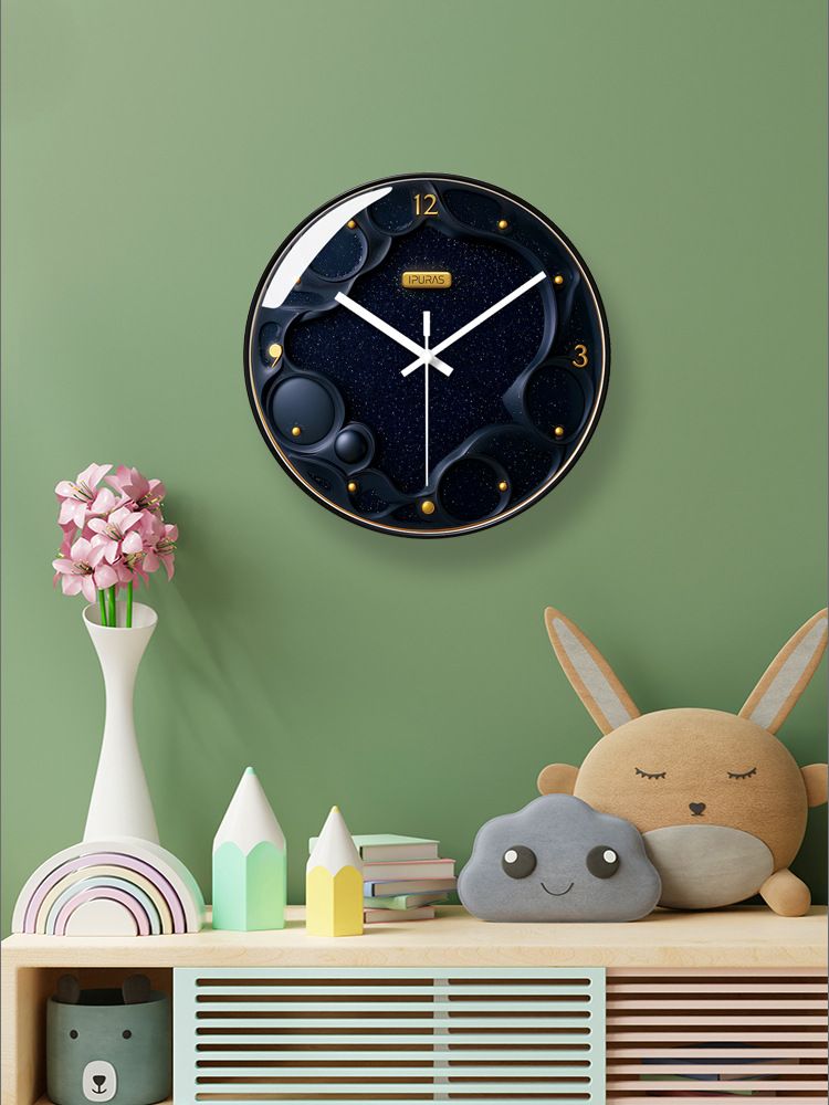 Yipula 7278 Horloge murale à quartz ronde de luxe, style nordique, simple et créative, idéale pour un salon_voghion.com