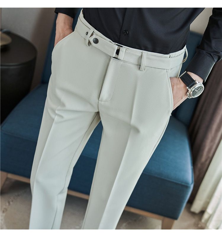Hersteller Großhandel Herren Qualität Anzug Hosen personalisierte Gürtel nicht-ig High-End schlanke Passform Blick auf koreanischen Casual_voghion.com