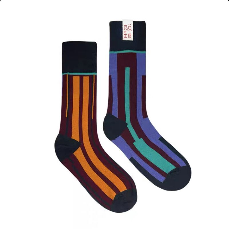 Tide brand color splicing personalized socks dancing sports cloth label medium tube cotton socks_voghion.com