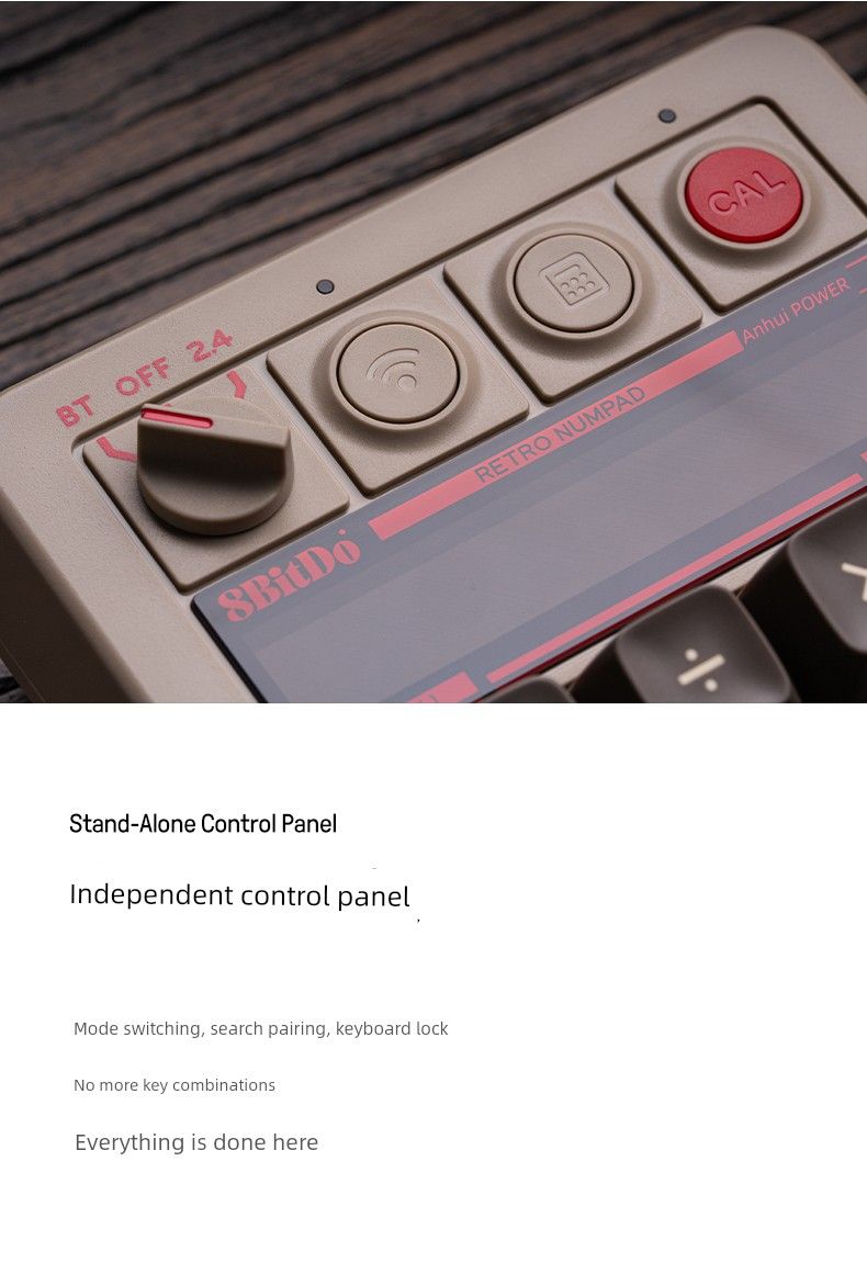 Acht-Bit-Hall Retro18 Drahtloser digitaler Tastaturrechner Zwei-in-Eins-Retro-Stil LED-Anzeige 8bitdo_voghion.com