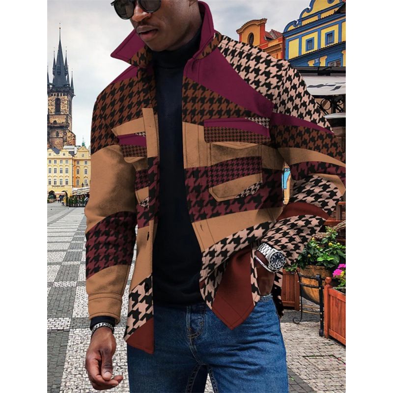 Herenkleding Herfst en Winter Enkelrijs Vest 3D Digitaal Geprint Retro Kleur Jas_voghion.com