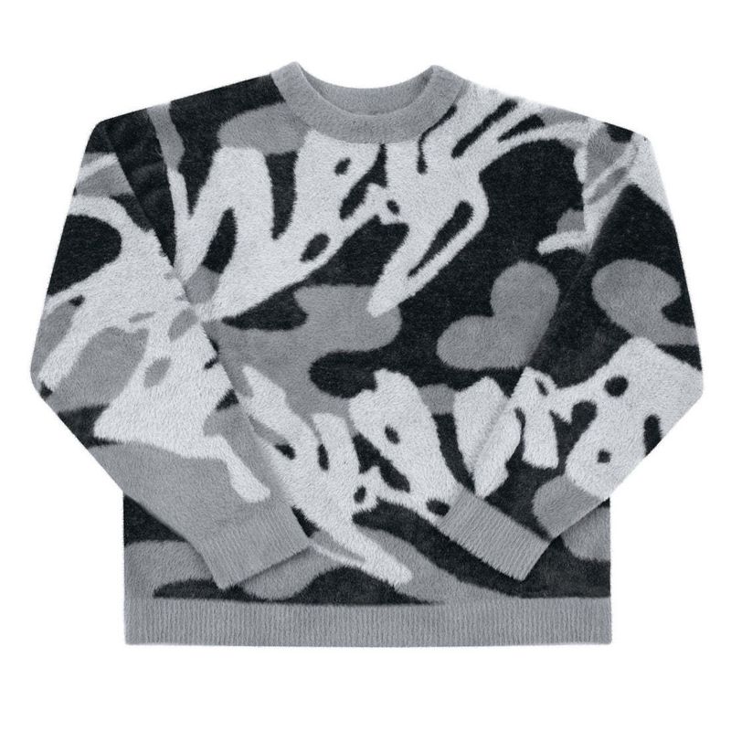 Maglione urbano in stile britannico – Pullover girocollo oversize da uomo con dettagli jacquard (S-XXL, bianco/nero)_voghion.com