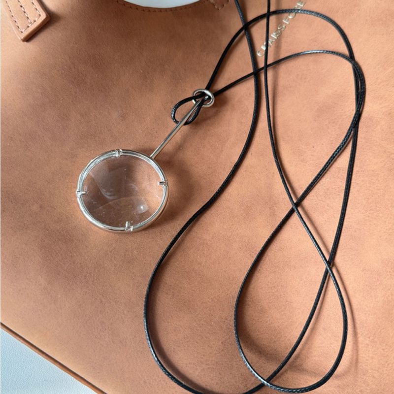 Collana con ciondolo a forma di lente d'ingrandimento, moda, semplice, versatile, elegante, design unico per clavicola e maglia a catena_voghion.com