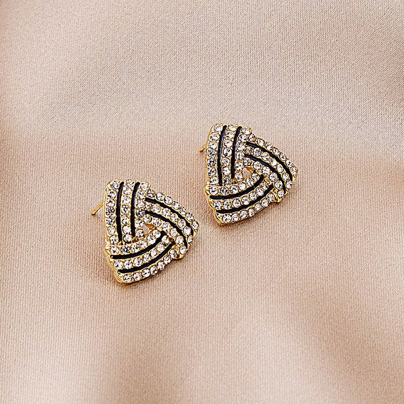 Sier VENUS Sterling Diamond-studded Triangle Earrings Women's Light Temperament Wild Personality Earrings_voghion.com
