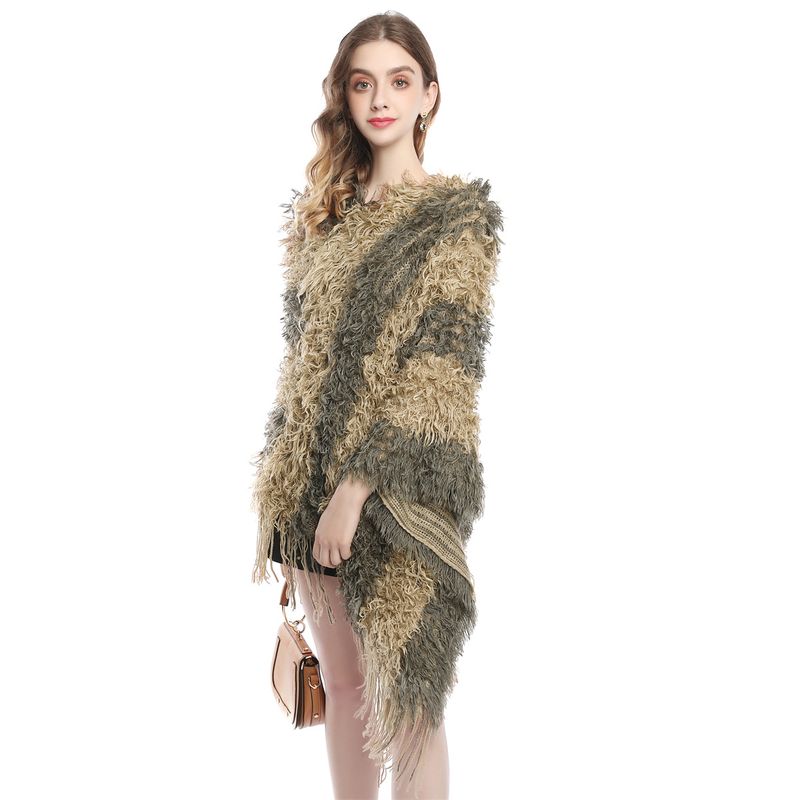 Autunno/Inverno 2023 Nuovo Grande Indossare Imitazione Cashmere Peluche Pullover Mantella Scialle Maglione Maglieria Moda Donna_voghion.com