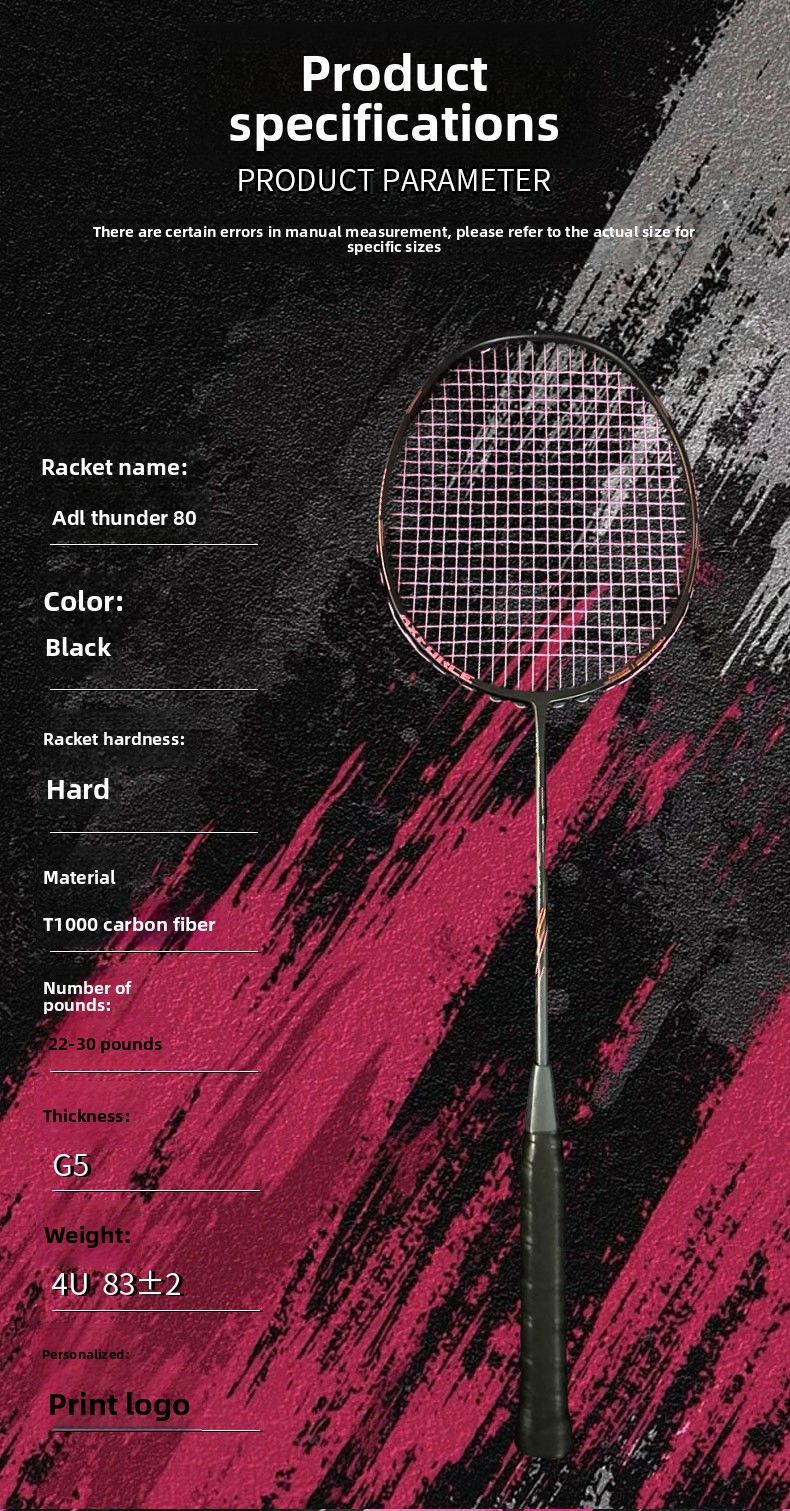 Heißes Modell 80 Feder Hohe Pfund Gewalttätiger Angriff Donner Einzelner Carbonfaser-Profi-Wettkampftrainingsschläger_voghion.com